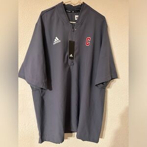 Adidas Pullover Gray Quarter Zip Short Sleeve Baseball Red C Logo NWT Size XL